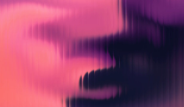 Abstract background gradient dark red orange glossy with stripes effect. Refraction of wavy striped glass.