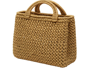 Stylish Woven Tote Bag: Summer Fashion Accessory on white background