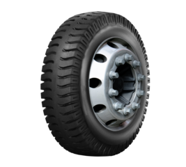 Truck wheel and tire isolated on white background.