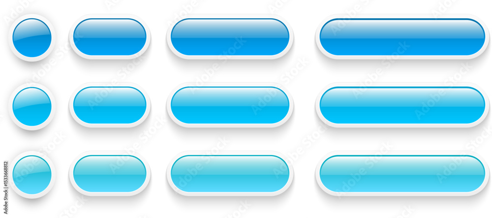 Poster buttons white blue, interesting navigation panel for website.