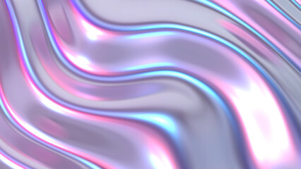 Purple blue iridescent wavy background, shiny and lustrous metal pattern texture, silky liquid chrome waves.