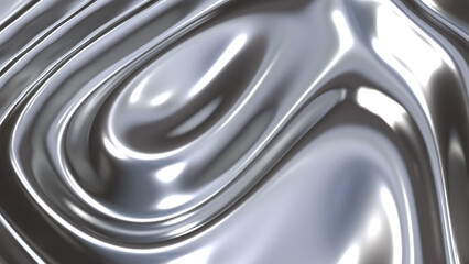 Chrome metal background, shiny and lustrous metal pattern texture, silky liquid chrome waves.
