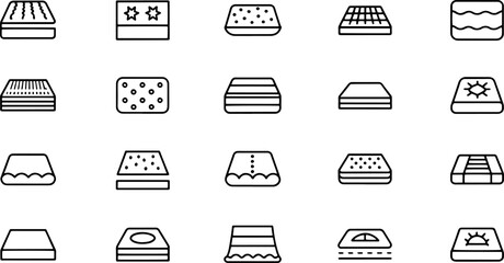 mattress for sleeping icon set  the outline icons .eps