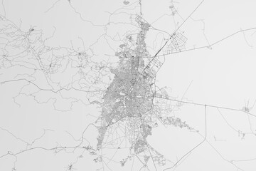 Obraz premium Map of the streets of Konya (Turkey) on white background. 3d render, illustration
