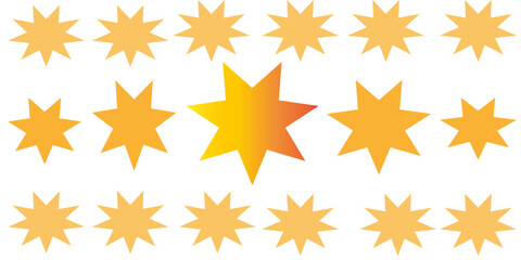 gold chalk crayon doodle stars set. Shine and sparkle hand drawn drawing collection. Children style yellow wax pencil elements. Grunge texture star shapes. Vector illustration