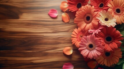 Beautiful Bouquet of Vibrant Pink Gerbera Flowers in Soft Light Background with Copy Space