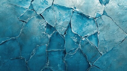 Frozen, fractured ice surface