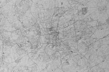 Obraz premium Map of the streets of Dortmund (Germany) made with black lines on grey paper. Top view. 3d render, illustration