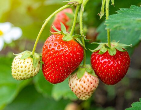 Fully ripe strawberries ready for harvest