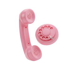 Pink Retro Phone Handset and Rotary Dial Delightful Vintage Communication Device