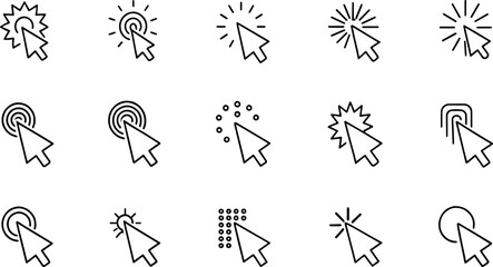 Fototapeta premium outline icons related to click cursor linear ico.eps