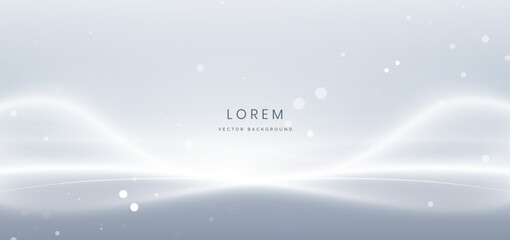 Abstract white wave ray on grey background with lighting effect sparkle.