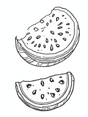 Watermelon Line Art Minimal Style Fresh Look.eps