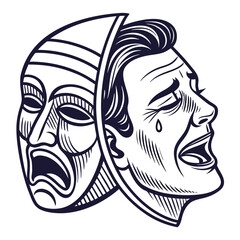 “Duality” – Split Face with Mask and Emotion