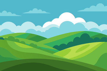 Serene Rolling Hills Landscape A Summer Day's Peaceful Vista