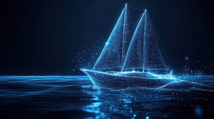Futuristic sailing vessel on the water