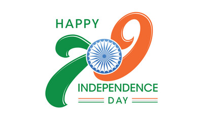 Happy Independence Day Calligraphic Typography Text with Tri Color Indian Flag Background Design, Happy Independence Day text design vector