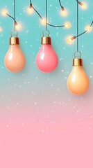 Colorful Decorative Lights Hanging on a Soft Pastel Background
