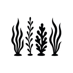 Silhouette Seaweed Vector Set