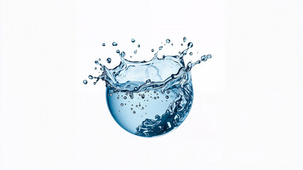 Sphere of water splashing on white background