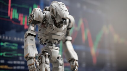 Futuristic Robot Trader AI in Stock Market Trading