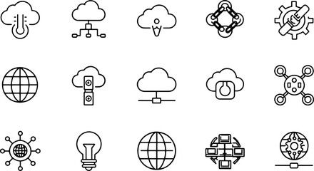 set of outline icons related to digital transforma.eps