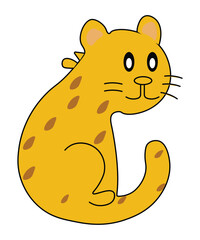 Yellow Cartoon Leopard Sitting Illustration