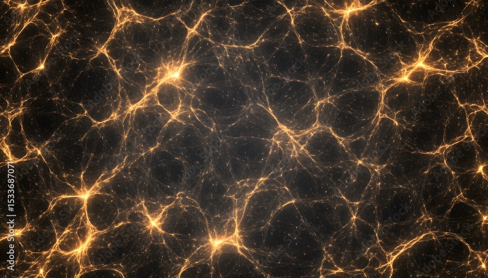 Poster abstract design of interconnected glowing lines on a dark background.