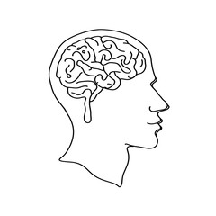 Obraz premium Human Head with Detailed Brain Illustration