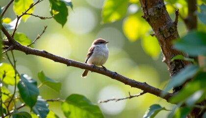Fototapeta premium a serene outdoor scene with a small bird perched on a branch of a tree