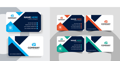 Minimal Navy Blue and blue Business Card Template Set for Corporate and Creative Professionals. Creative corporate business card design with a sleek layout.