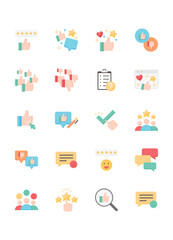Set of feedback icons, customer experience, marketing