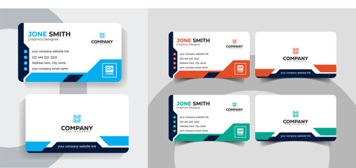 Minimal Navy Blue and blue Business Card Design for Corporate and Creative Professionals. Creative corporate business card design with a sleek layout.