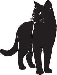 Black cat silhouette graphic design element, Elegant black cat vector for print