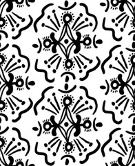 Abstract Hand Drawing Bohemian Ethnic Traditional Geometric Motif Rug Carpet Shapes  Seamless Vector Pattern Isolated Background  