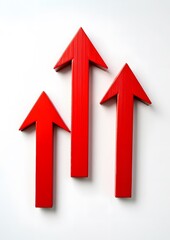 Red downward arrows symbolizing market crash on white background