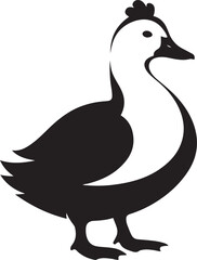 Duck simple black silhouette design, Water bird minimal black vector drawing