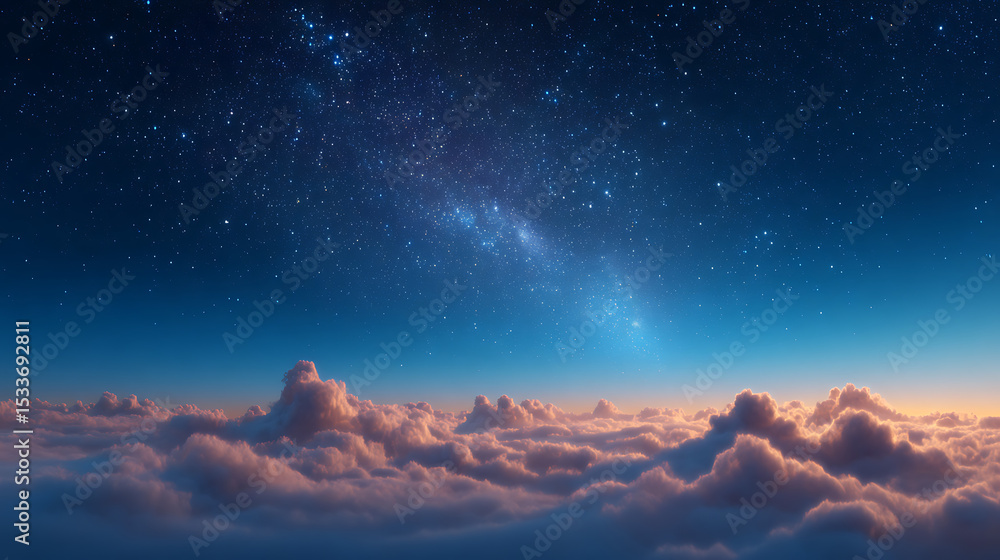 Fototapete 3d rendering of fantasy space scene background. night sky with star fields and nebula. for game or t