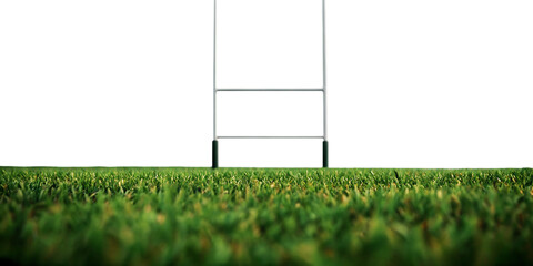 Rugby goal post on green grass isolated on a white background png