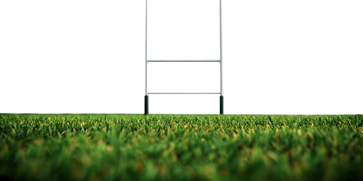 Rugby goal post on green grass isolated on a white background png