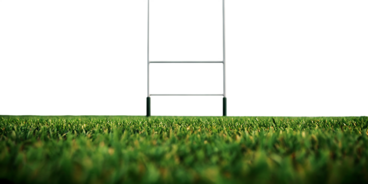 Rugby goal post on green grass isolated on a white background png