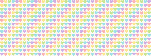Rainbow Heart Mosaic, diagonal border, seamless vector pattern with colorful hearts in a rainbow palette. Perfect for backgrounds, textiles, and festive banner designs, spreads love and joy