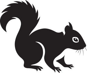 Squirrel black silhouette basic artwork, Simple woodland animal vector design