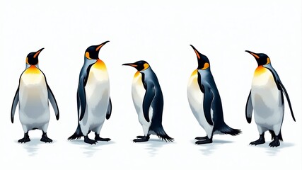 penguins on a white background