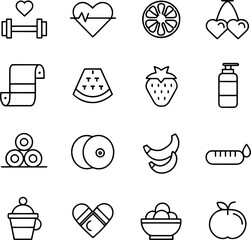 wellness editable stroke outline icons set isolate (1).eps