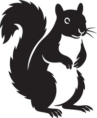 Squirrel black silhouette simple design, Minimal squirrel illustration in black