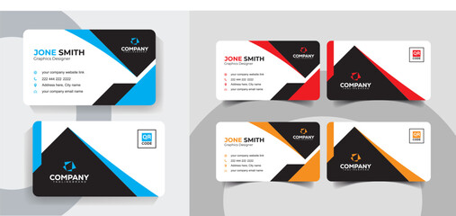Minimal Black and Blue Business Card Design Set for Corporate and Creative Professionals. Modern and minimalist business card template for professional branding.
