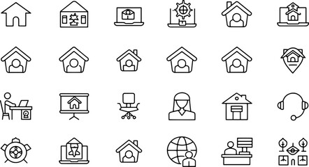 working from home line editable icon set  contains (1).eps