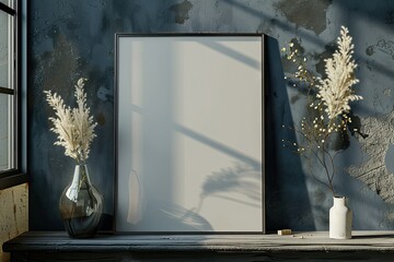 Premium Quality Image of Photo or Poster Frame Mockup 3D Rendering