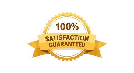 100% Satisfaction Guarantee Gold Badge - Flat Design